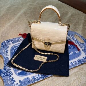 Aspinal of London Mini Mayfair Bag in Ivory with Gold Hardware